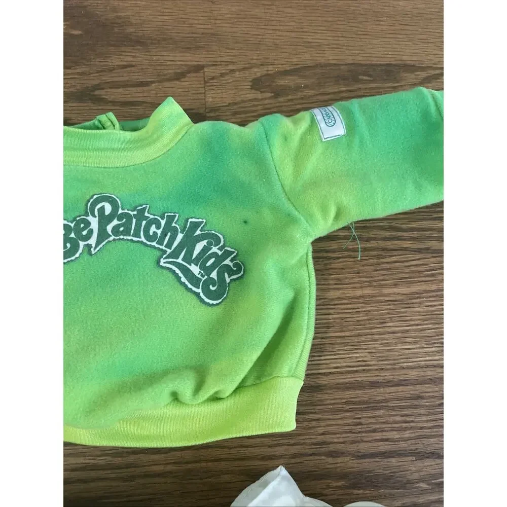 Vintage Cabbage Patch Kids Green/White Cheerleader Outfit Top, Skirt, & Bloomers